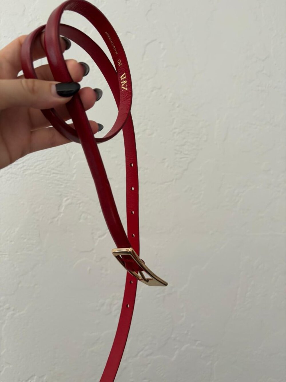 Zara Women's Red and Burgundy Belt